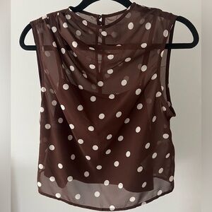 Abercrombie Brown Polka Dot Sleeveless Blouse